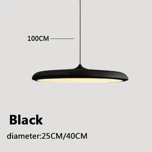 Modern Designer LED Disk Pendant Light – Minimalist Round UFO Style Hanging Lamp Fixture for Dining Table, Kitchen Island & Modern Home Decor