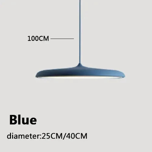 Modern Designer LED Disk Pendant Light – Minimalist Round UFO Style Hanging Lamp Fixture for Dining Table, Kitchen Island & Modern Home Decor