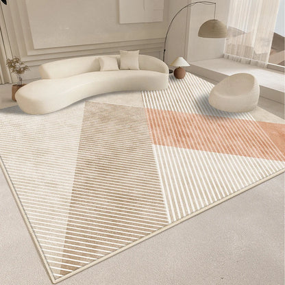 Modern living room with a geometric patterned rug