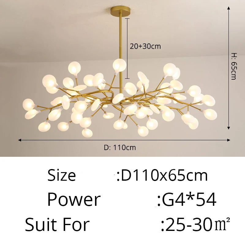 Modern Luxury Golden White LED Chandelier Ceiling Light Statement Piece - Sculptured Organic Branches Design With White Petal Lights 2026