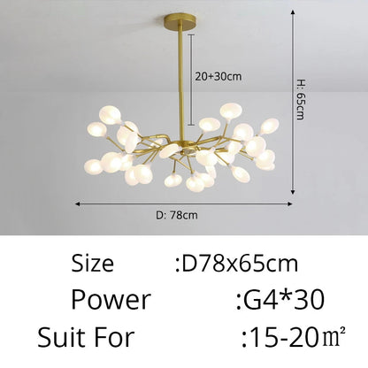 Modern Luxury Golden White LED Chandelier Ceiling Light Statement Piece - Sculptured Organic Branches Design With White Petal Lights 2026