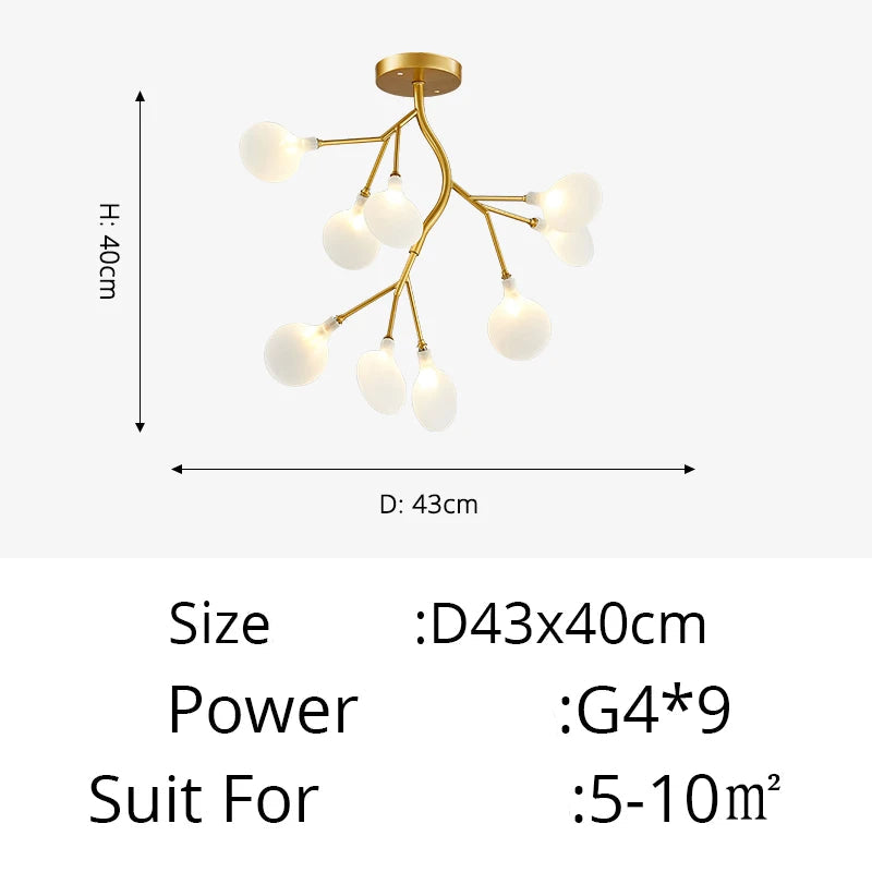 Modern Luxury Golden White LED Chandelier Ceiling Light Statement Piece - Sculptured Organic Branches Design With White Petal Lights 2026