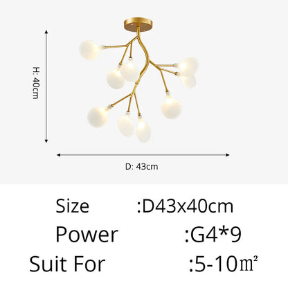 Modern Luxury Golden White LED Chandelier Ceiling Light Statement Piece - Sculptured Organic Branches Design With White Petal Lights 2026