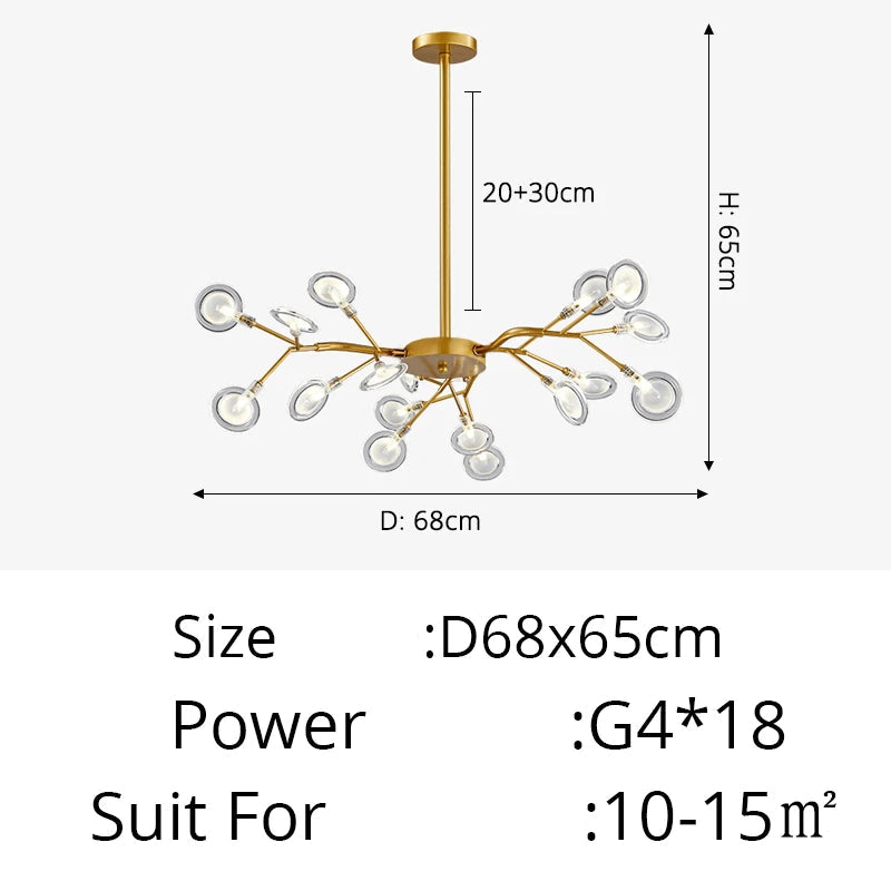 Modern Luxury Golden White LED Chandelier Ceiling Light Statement Piece - Sculptured Organic Branches Design With White Petal Lights 2026