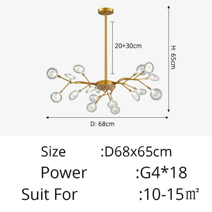 Modern Luxury Golden White LED Chandelier Ceiling Light Statement Piece - Sculptured Organic Branches Design With White Petal Lights 2026