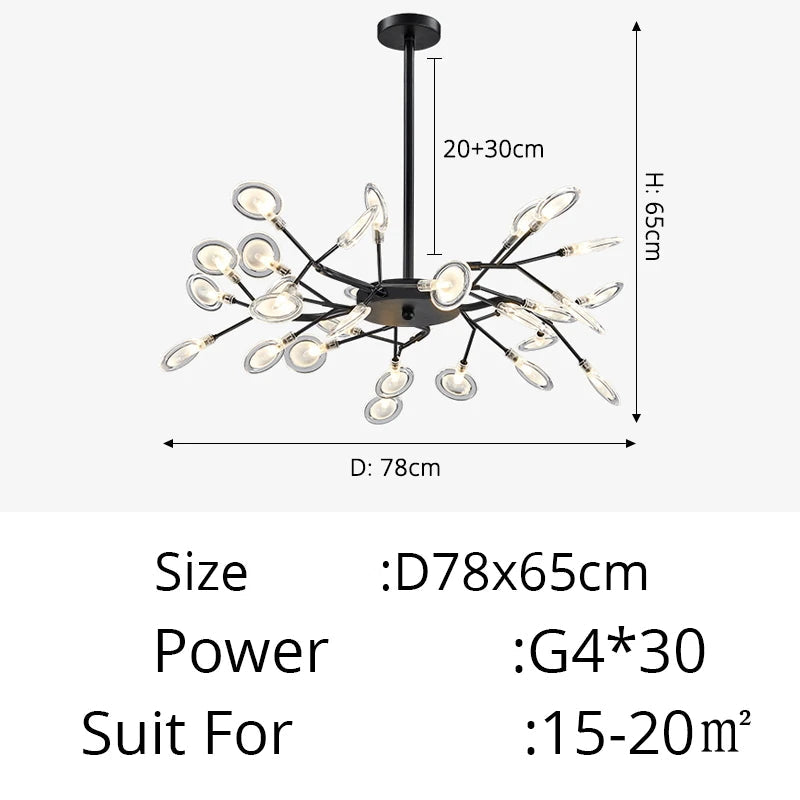 Modern Luxury Golden White LED Chandelier Ceiling Light Statement Piece - Sculptured Organic Branches Design With White Petal Lights 2026