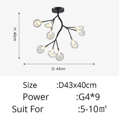 Modern Luxury Golden White LED Chandelier Ceiling Light Statement Piece - Sculptured Organic Branches Design With White Petal Lights 2026