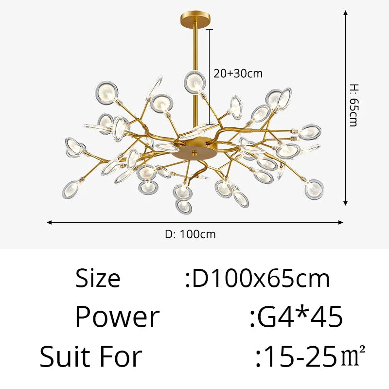 Modern Luxury Golden White LED Chandelier Ceiling Light Statement Piece - Sculptured Organic Branches Design With White Petal Lights 2026
