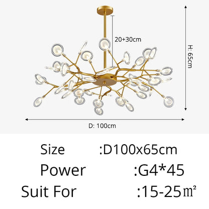 Modern Luxury Golden White LED Chandelier Ceiling Light Statement Piece - Sculptured Organic Branches Design With White Petal Lights 2026