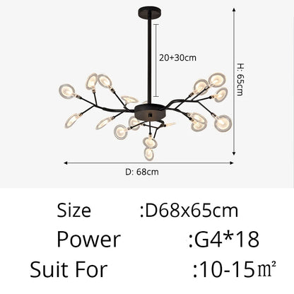 Modern Luxury Golden White LED Chandelier Ceiling Light Statement Piece - Sculptured Organic Branches Design With White Petal Lights 2026