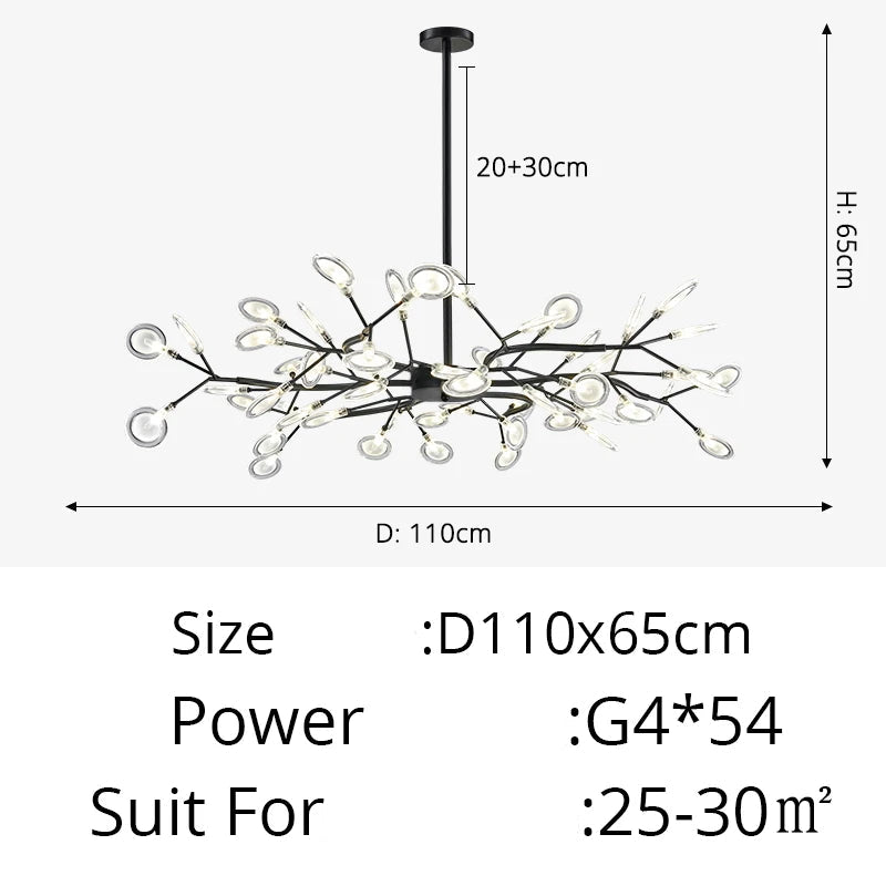 Modern Luxury Golden White LED Chandelier Ceiling Light Statement Piece - Sculptured Organic Branches Design With White Petal Lights 2026