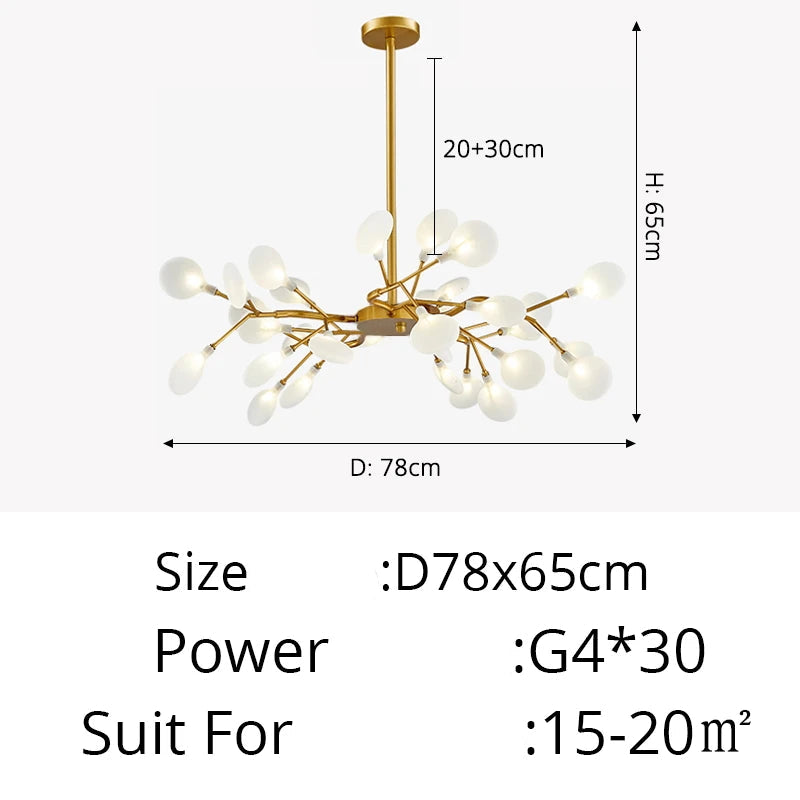 Modern Luxury Golden White LED Chandelier Ceiling Light Statement Piece - Sculptured Organic Branches Design With White Petal Lights 2026