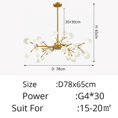 Modern Luxury Golden White LED Chandelier Ceiling Light Statement Piece - Sculptured Organic Branches Design With White Petal Lights 2026