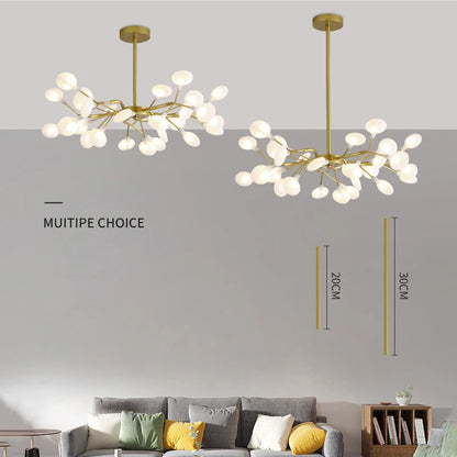Modern Luxury Golden White LED Chandelier Ceiling Light Statement Piece - Sculptured Organic Branches Design With White Petal Lights 2026