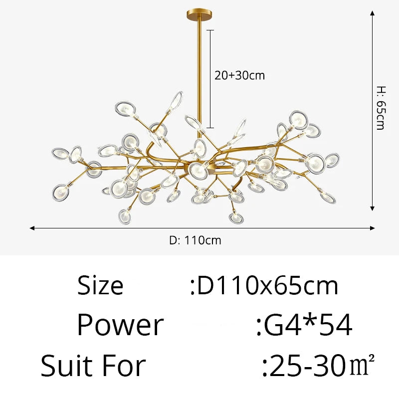 Modern Luxury Golden White LED Chandelier Ceiling Light Statement Piece - Sculptured Organic Branches Design With White Petal Lights 2026