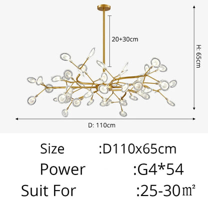 Modern Luxury Golden White LED Chandelier Ceiling Light Statement Piece - Sculptured Organic Branches Design With White Petal Lights 2026