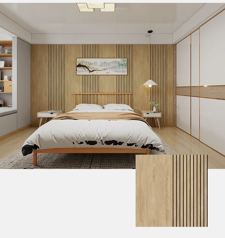 Modern Self‑Adhesive 3D Wood‑Effect Wall Covering — Peel‑and‑Stick Decorative Grille Wall Panels for Professional‑Style DIY Home Decor Makeovers