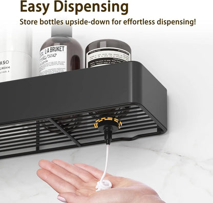 No-Drill Bathroom Cosmetics Organizer – Sleek & Modern Wall-Mounted Shower Shelves with Soap Holder & Hooks