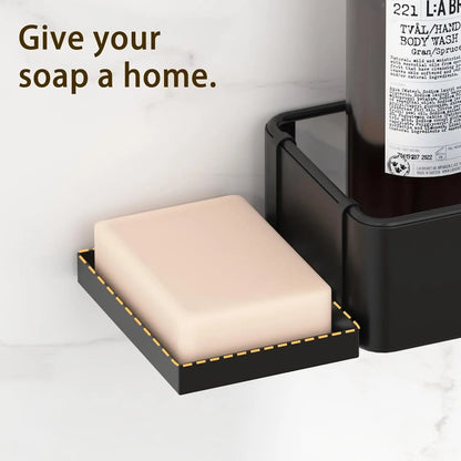 No-Drill Bathroom Cosmetics Organizer – Sleek & Modern Wall-Mounted Shower Shelves with Soap Holder & Hooks