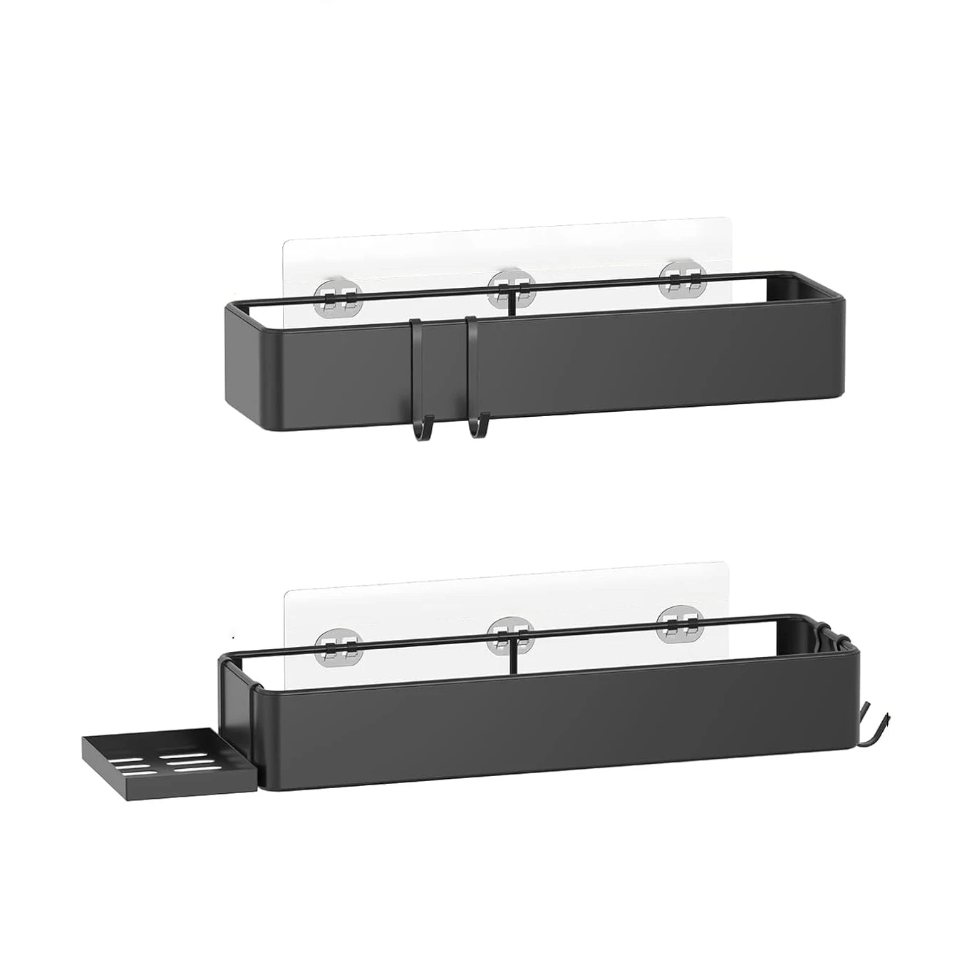No-Drill Bathroom Cosmetics Organizer – Sleek & Modern Wall-Mounted Shower Shelves with Soap Holder & Hooks