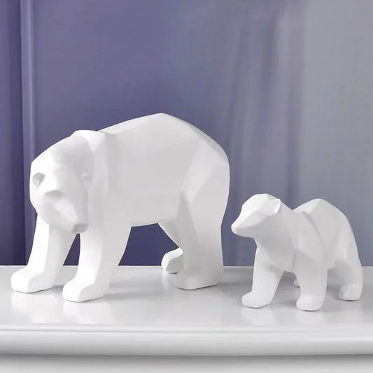 Nordic Geometric Bear Figurines Sculptured Resin Statue Animal Ornaments For Coffee Table Desktop Mantelpiece Modern Home Decor