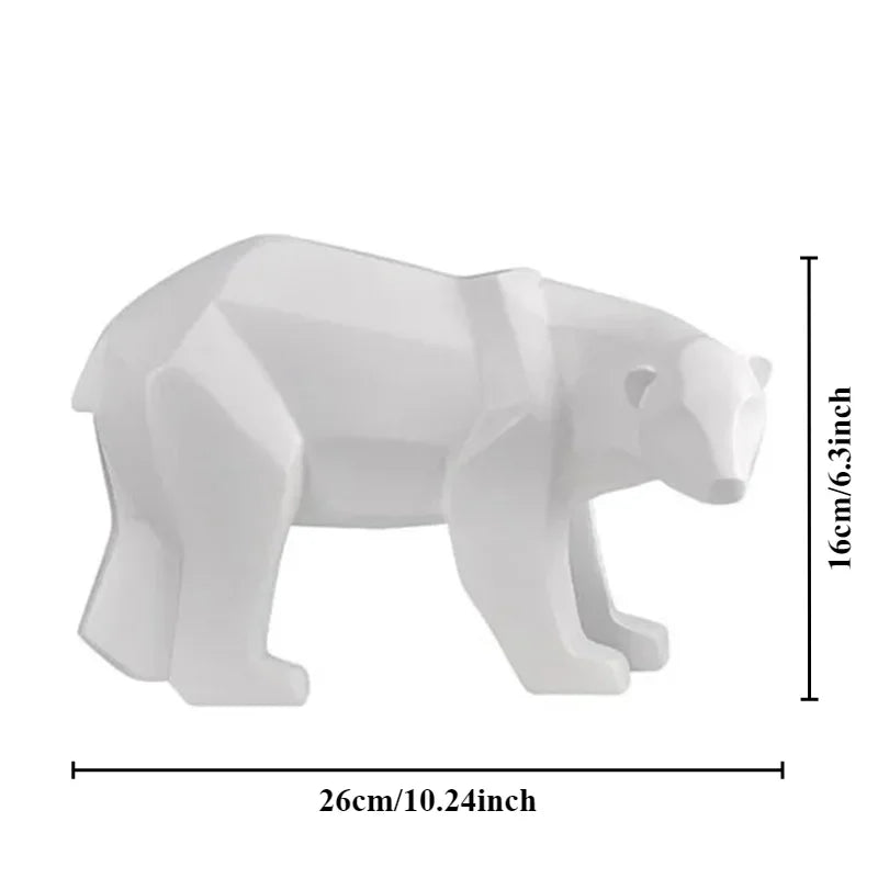 Nordic Geometric Bear Figurines Sculptured Resin Statue Animal Ornaments For Coffee Table Desktop Mantelpiece Modern Home Decor
