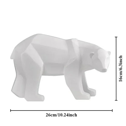 Nordic Geometric Bear Figurines Sculptured Resin Statue Animal Ornaments For Coffee Table Desktop Mantelpiece Modern Home Decor