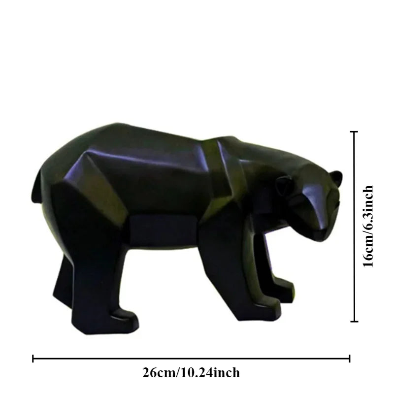 Nordic Geometric Bear Figurines Sculptured Resin Statue Animal Ornaments For Coffee Table Desktop Mantelpiece Modern Home Decor