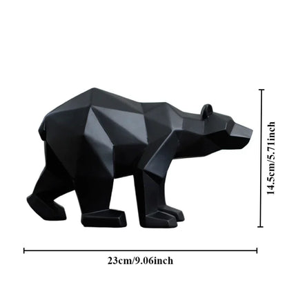 Nordic Geometric Bear Figurines Sculptured Resin Statue Animal Ornaments For Coffee Table Desktop Mantelpiece Modern Home Decor