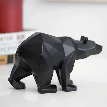 Nordic Geometric Bear Figurines Sculptured Resin Statue Animal Ornaments For Coffee Table Desktop Mantelpiece Modern Home Decor