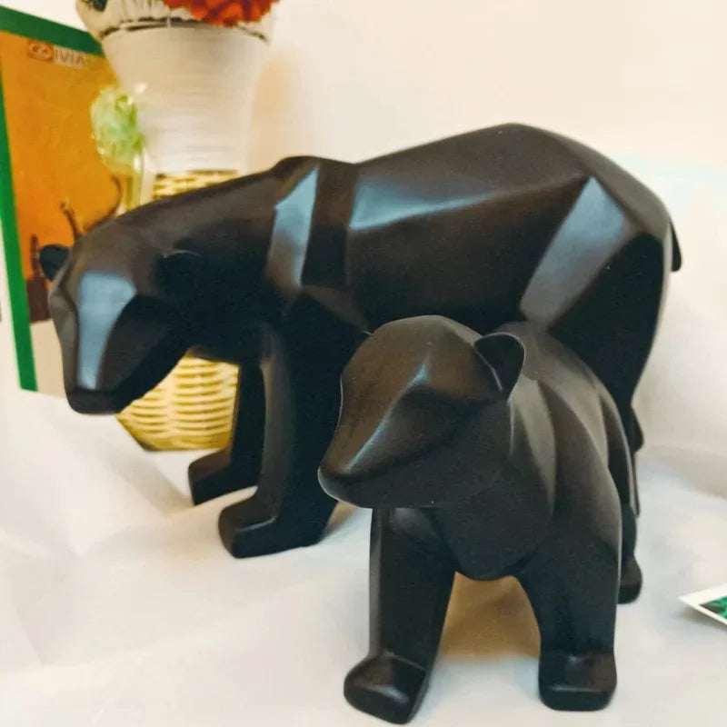 Nordic Geometric Bear Figurines Sculptured Resin Statue Animal Ornaments For Coffee Table Desktop Mantelpiece Modern Home Decor