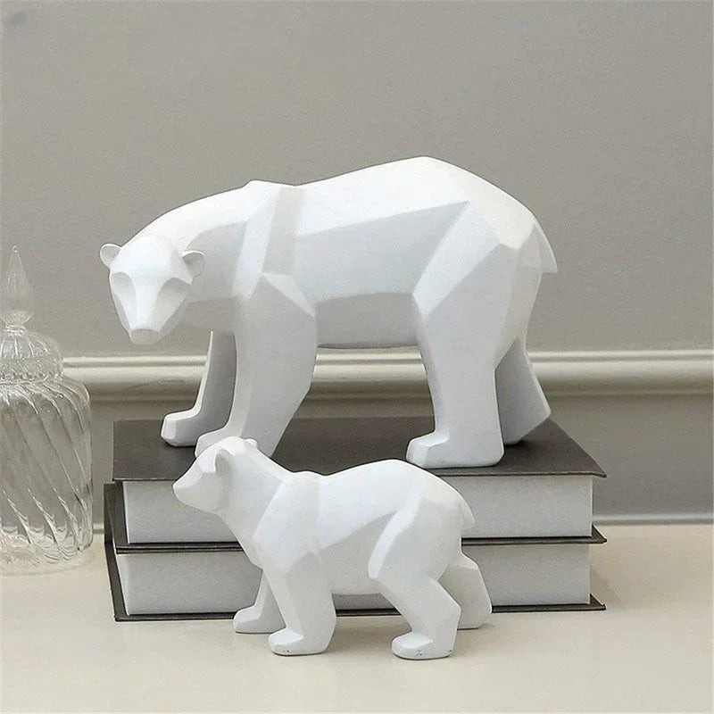 Nordic Geometric Bear Figurines Sculptured Resin Statue Animal Ornaments For Coffee Table Desktop Mantelpiece Modern Home Decor