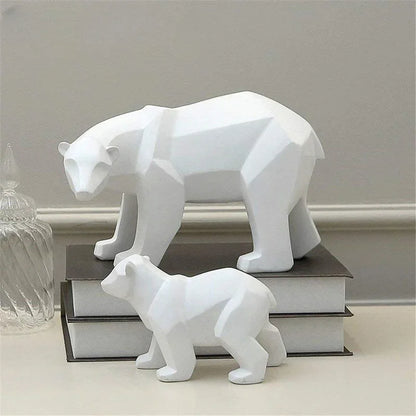 Nordic Geometric Bear Figurines Sculptured Resin Statue Animal Ornaments For Coffee Table Desktop Mantelpiece Modern Home Decor