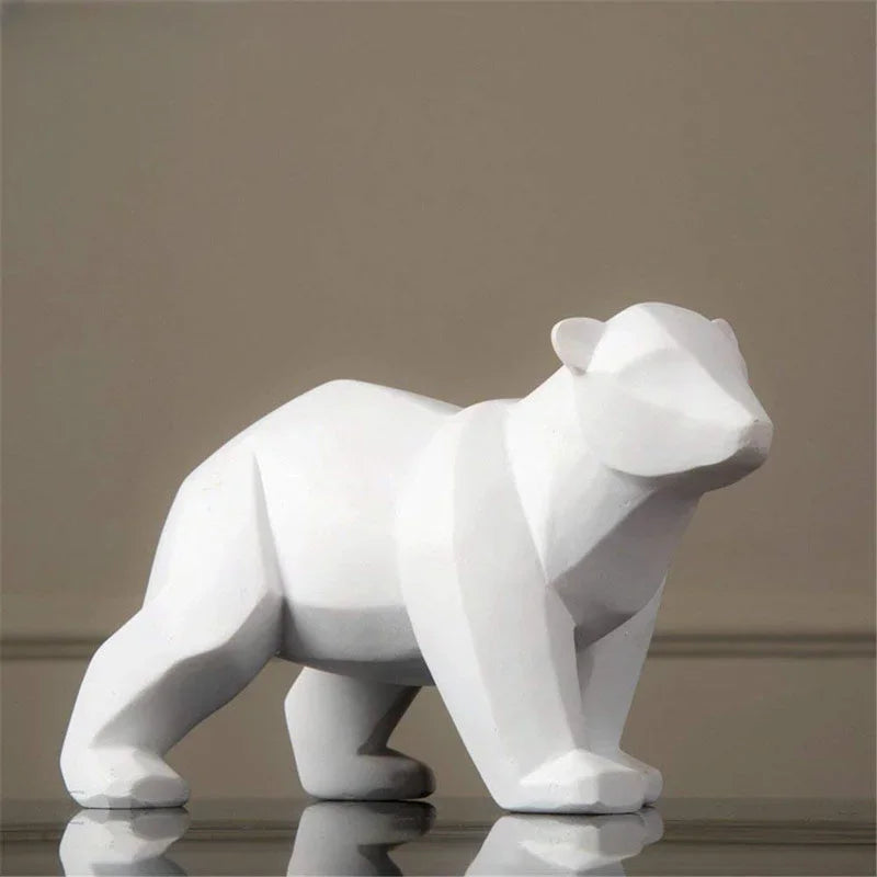 Nordic Geometric Bear Figurines Sculptured Resin Statue Animal Ornaments For Coffee Table Desktop Mantelpiece Modern Home Decor