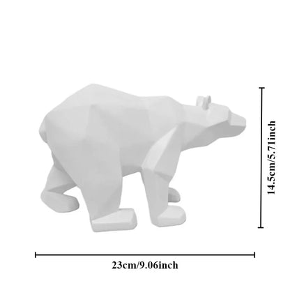 Nordic Geometric Bear Figurines Sculptured Resin Statue Animal Ornaments For Coffee Table Desktop Mantelpiece Modern Home Decor