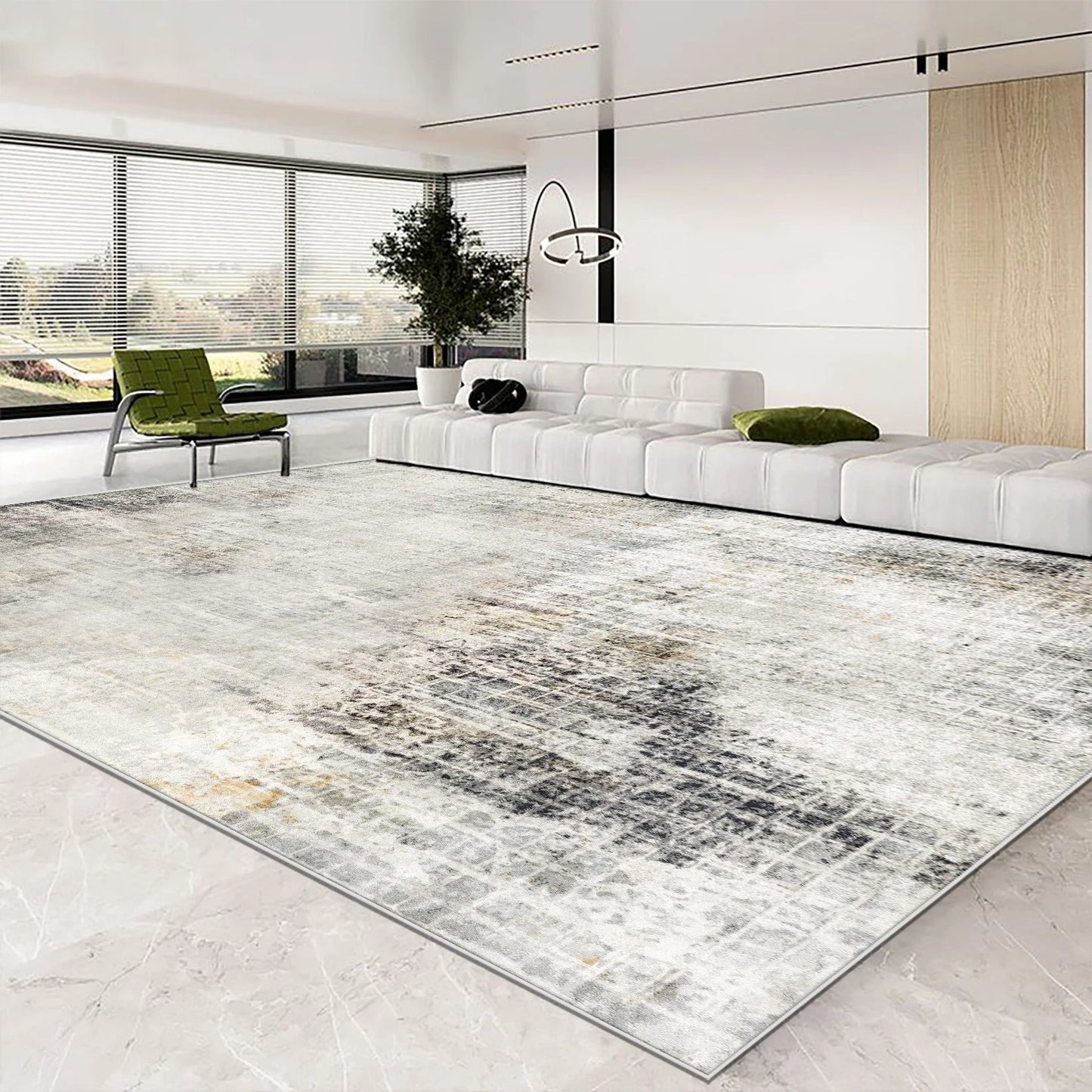Nordic Minimalist Abstract Area Rug For Modern Apartment Living Room Carpet Mat With Non‑Slip Backing, Machine‑Washable Soft Polyester Design