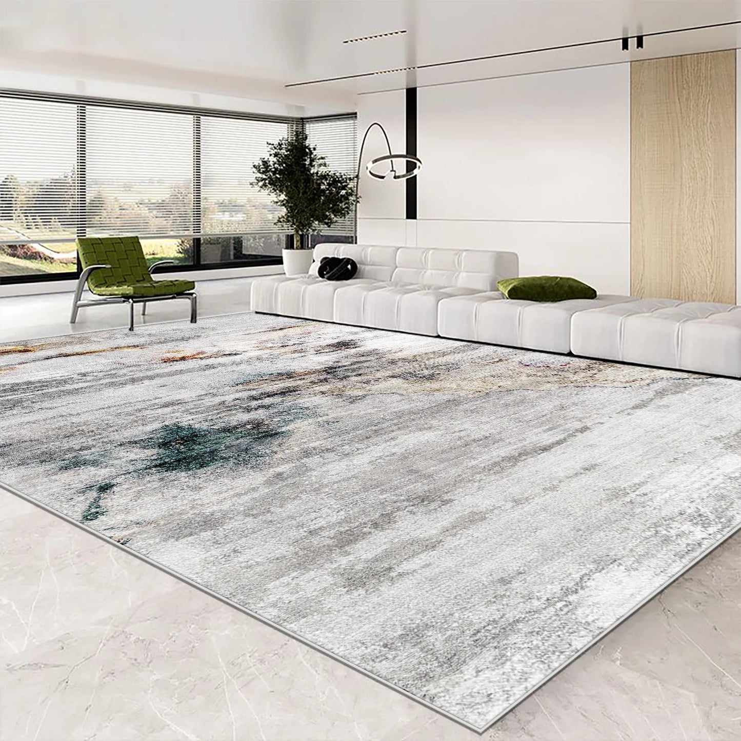Nordic Minimalist Abstract Designer Rug For Modern Apartment Living Room Carpet Mat With Non‑Slip Backing, Machine‑Washable Soft Polyester Design