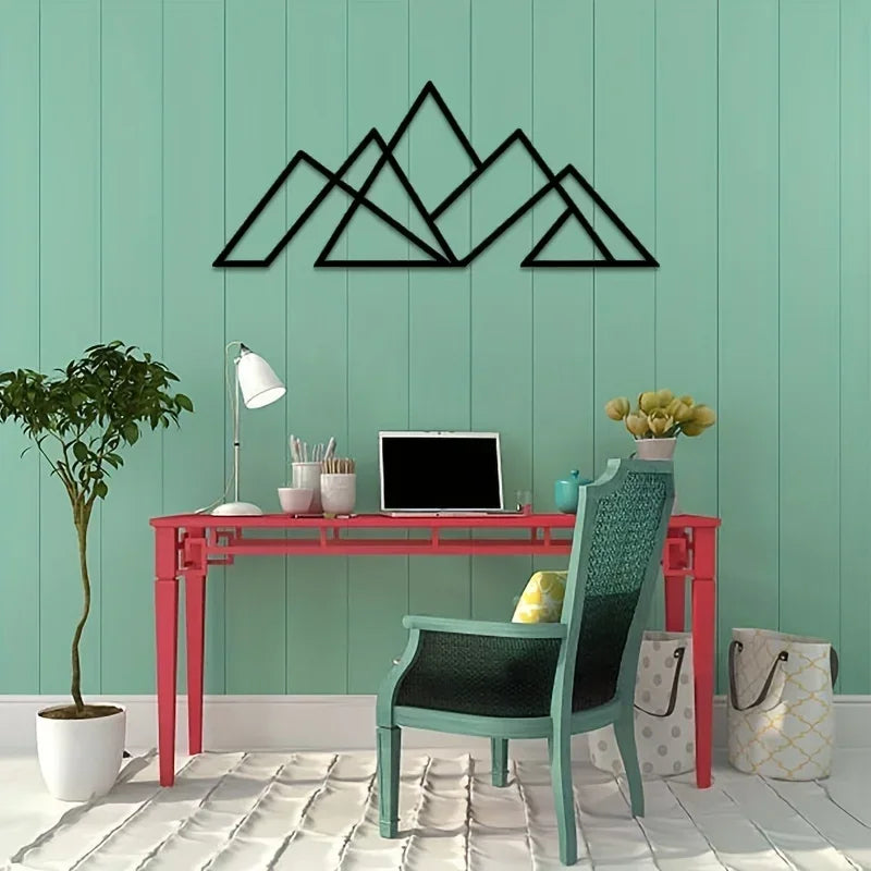 Nordic Mountain Geometric Metal Wall Art – Stylish Minimalist Wall Decoration For Living Room Dining Room Creative Art For Contemporary Interiors