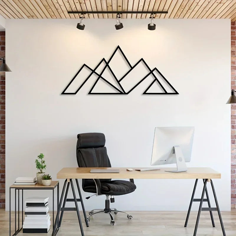 Nordic Mountain Geometric Metal Wall Art – Stylish Minimalist Wall Decoration For Living Room Dining Room Creative Art For Contemporary Interiors