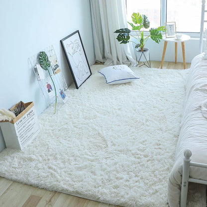 Plush White Furry Rug – Thickened, Non-Slip Hall & Bedroom Carpet Pink Gray Black Cream Cozy Modern Home Decor