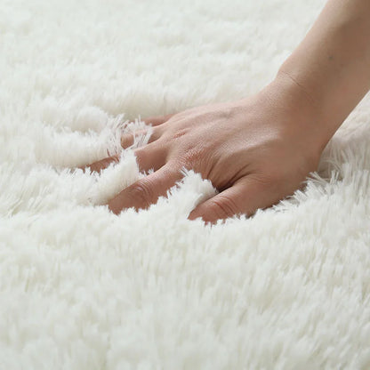 Plush White Furry Rug – Thickened, Non-Slip Hall & Bedroom Carpet Pink Gray Black Cream Cozy Modern Home Decor