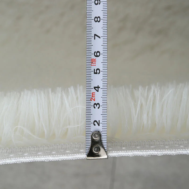 Plush White Furry Rug – Thickened, Non-Slip Hall & Bedroom Carpet Pink Gray Black Cream Cozy Modern Home Decor