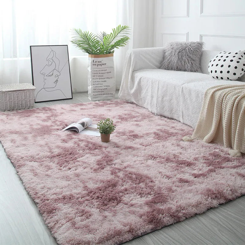 Plush White Furry Rug – Thickened, Non-Slip Hall & Bedroom Carpet Pink Gray Black Cream Cozy Modern Home Decor
