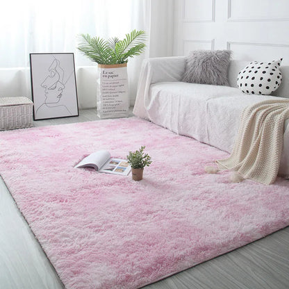 Plush White Furry Rug – Thickened, Non-Slip Hall & Bedroom Carpet Pink Gray Black Cream Cozy Modern Home Decor