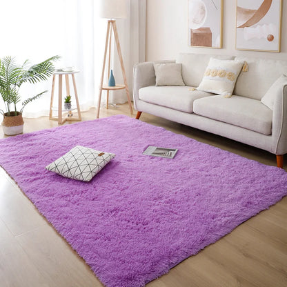 Plush White Furry Rug – Thickened, Non-Slip Hall & Bedroom Carpet Pink Gray Black Cream Cozy Modern Home Decor