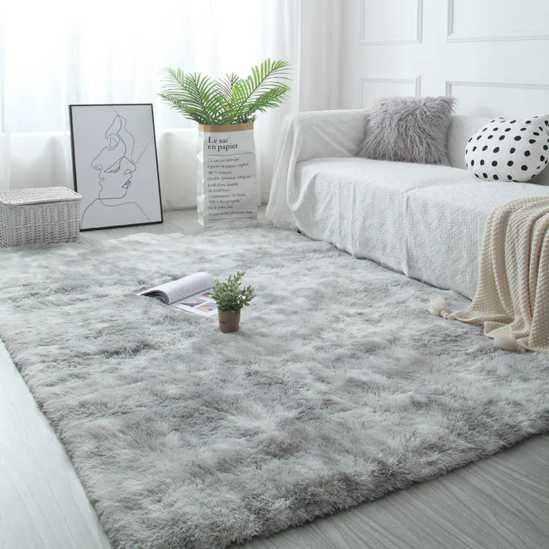 Plush White Furry Rug – Thickened, Non-Slip Hall & Bedroom Carpet Pink Gray Black Cream Cozy Modern Home Decor
