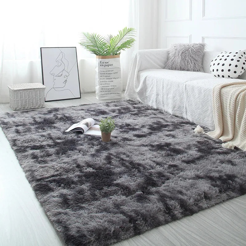 Plush White Furry Rug – Thickened, Non-Slip Hall & Bedroom Carpet Pink Gray Black Cream Cozy Modern Home Decor