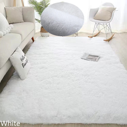 Plush White Furry Rug – Thickened, Non-Slip Hall & Bedroom Carpet Pink Gray Black Cream Cozy Modern Home Decor
