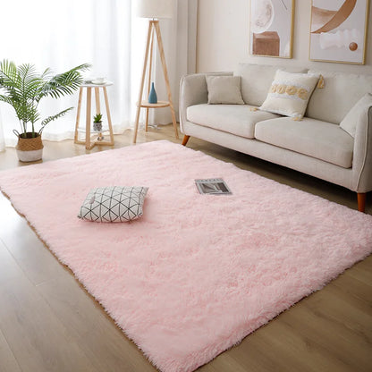 Plush White Furry Rug – Thickened, Non-Slip Hall & Bedroom Carpet Pink Gray Black Cream Cozy Modern Home Decor