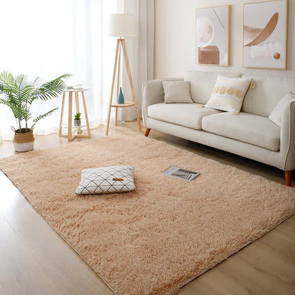 Plush White Furry Rug – Thickened, Non-Slip Hall & Bedroom Carpet Pink Gray Black Cream Cozy Modern Home Decor